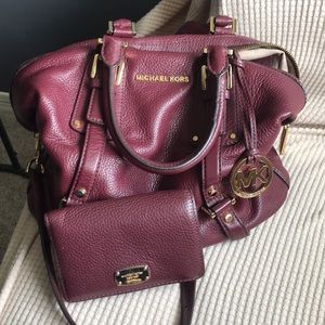Michael Kors Merlot Hobo Crossbody Bag and Wallet